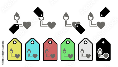 Blood transfusion vector icon in tag set illustration for ui and ux, website or mobile application 
