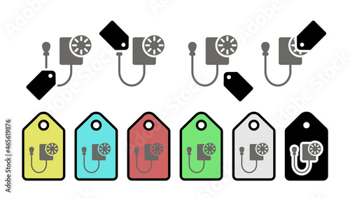 Blood pressure vector icon in tag set illustration for ui and ux, website or mobile application 