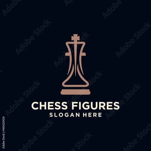 Chess king design, chess piece icon. board game, isolated on blue and white background, modern chess logo © mhekar