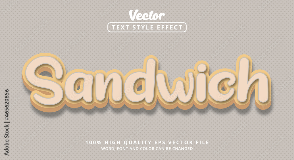 Sandwich text with soft color on bold style, Editable text effect