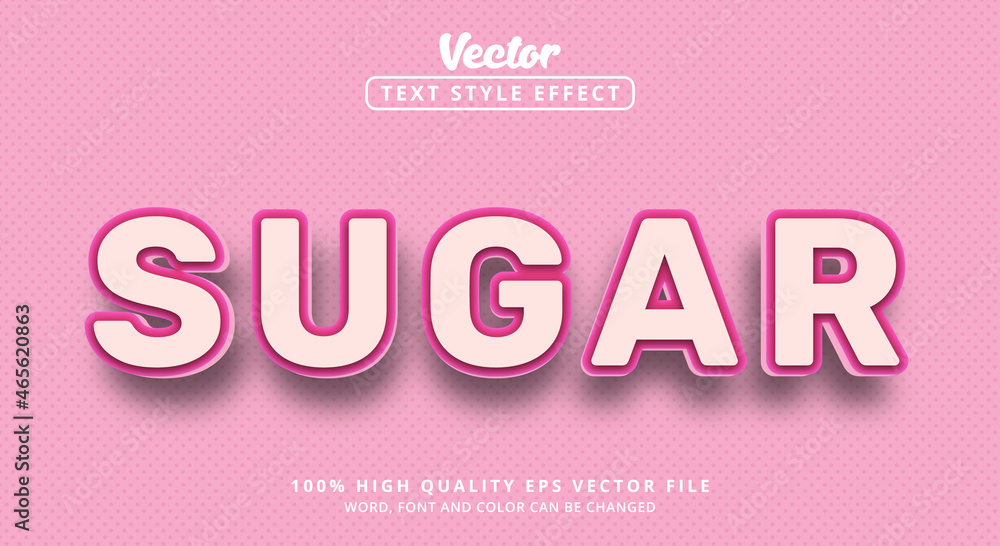 Sugar text with color pink style, Editable text effect