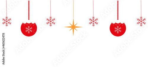 Christmas background with snowflakes and balls. Vector graphics