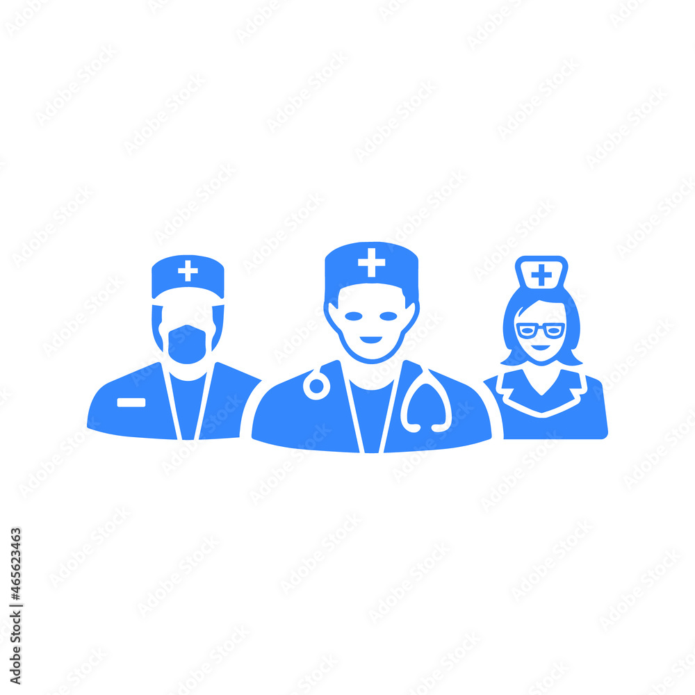 Doctor, healthcare, team icon . Blue color design.