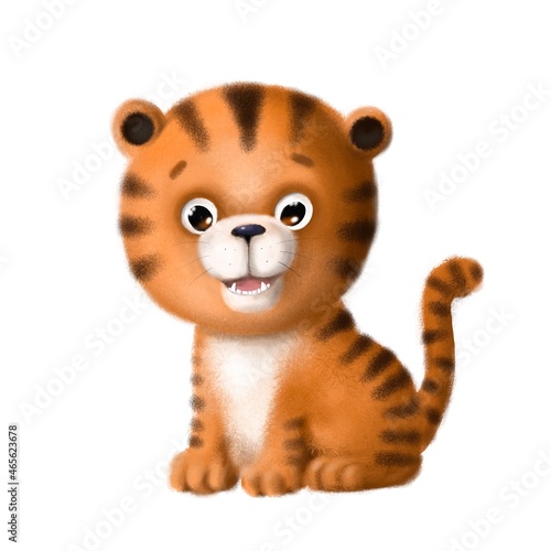 cute little tiger  symbol of 2022 new year  holiday illustration with cartoon character