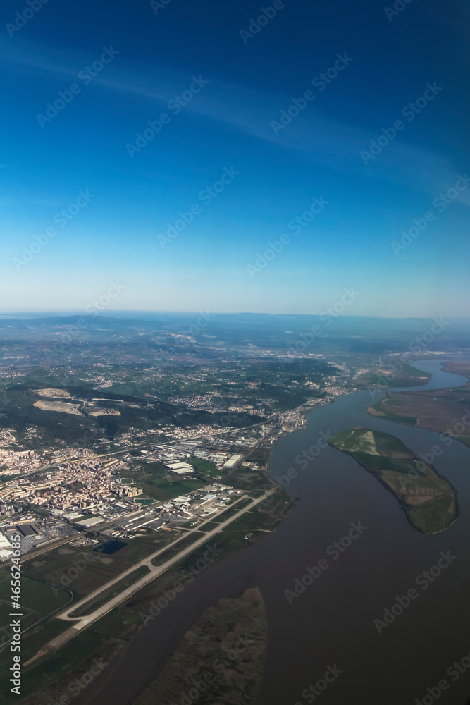 Aerial view of Tagus River in Portugal
