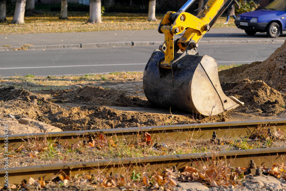 Fototapeta premium Replacement of old tram tracks