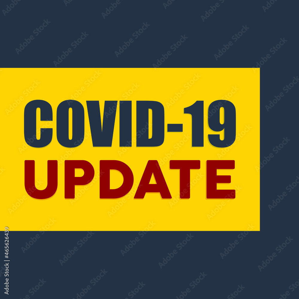 COVID-19 Update. Vector illustration. Coronavirus 2019 NCOV, news updates typography text vector design. Update, breaking news about Covid-19. Banner or poster design. Black and red text on yellow