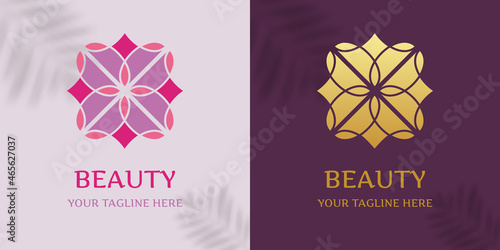 Logo design template vector graphic branding element. Flower logo element for beauty sphere. Flower icon. Symbol for jewelry, restaurant, cosmetics, beauty products, tattoo parlors, spas.