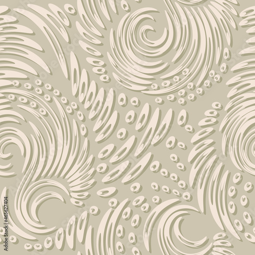 Abstract floral line brush simple vector seamless pattern