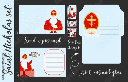 crafts for children. Saint Nicholas set. Congratulations, letter to St. Nicholas. Winter Christian holiday. Sinterklaas. An old man