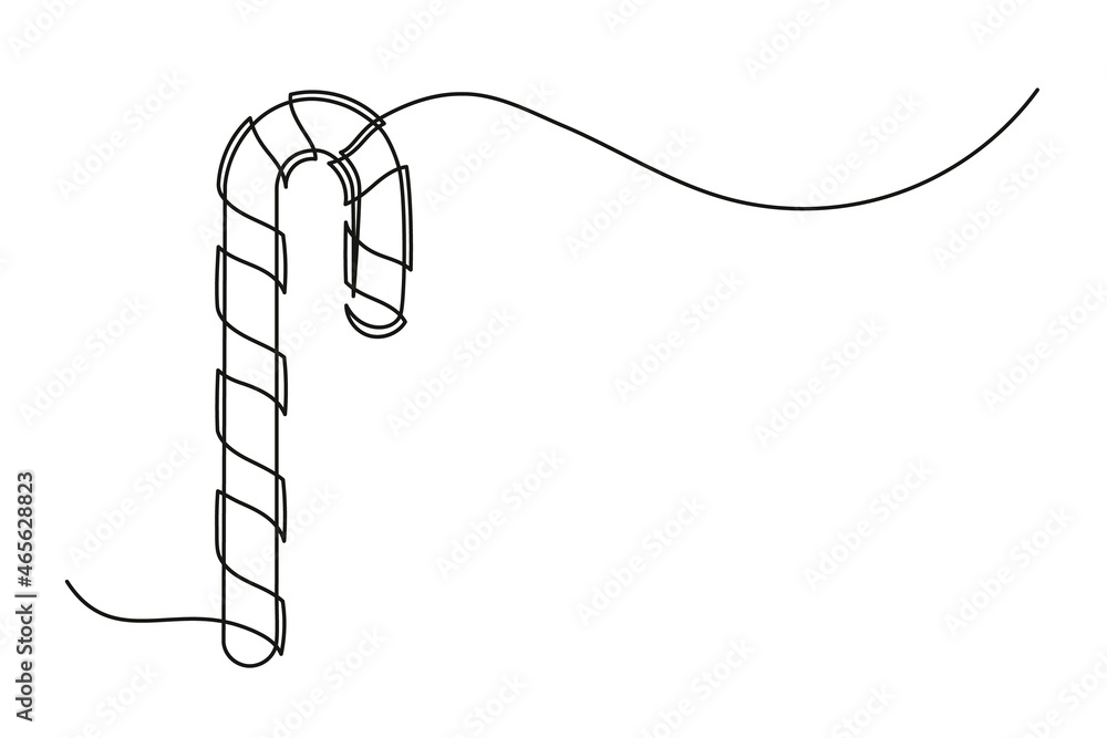 Continuous one line drawing of Christmas candy. Christmas candy cane isolated on white background. Vector illustration Continuous one line drawing of Christmas candy. Christmas candy cane isolated on white background. Vector illustration