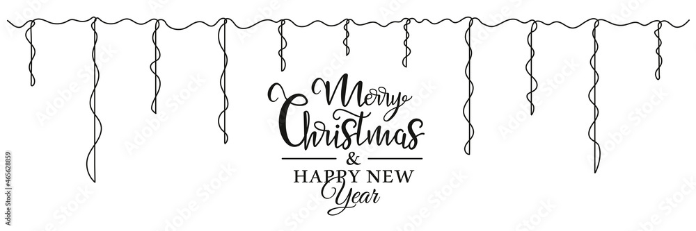 Continuous one line drawing of Christmas garland. Christmas light. Vector illustration