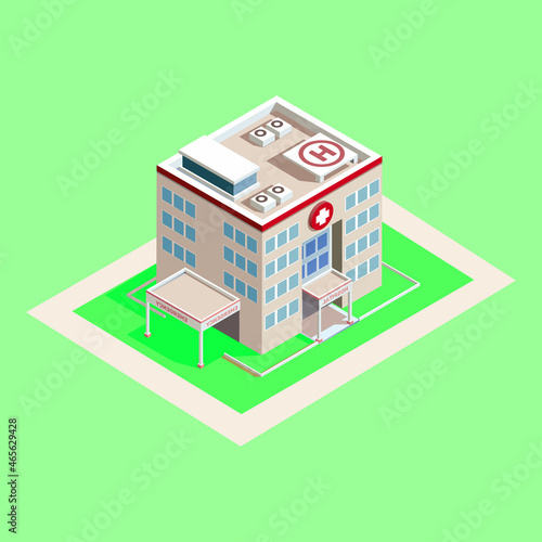 vector illustration hospital isometry concept