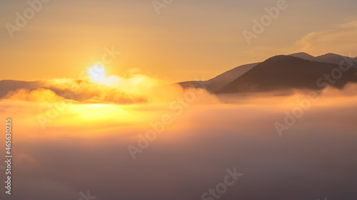 sunrise over the fog