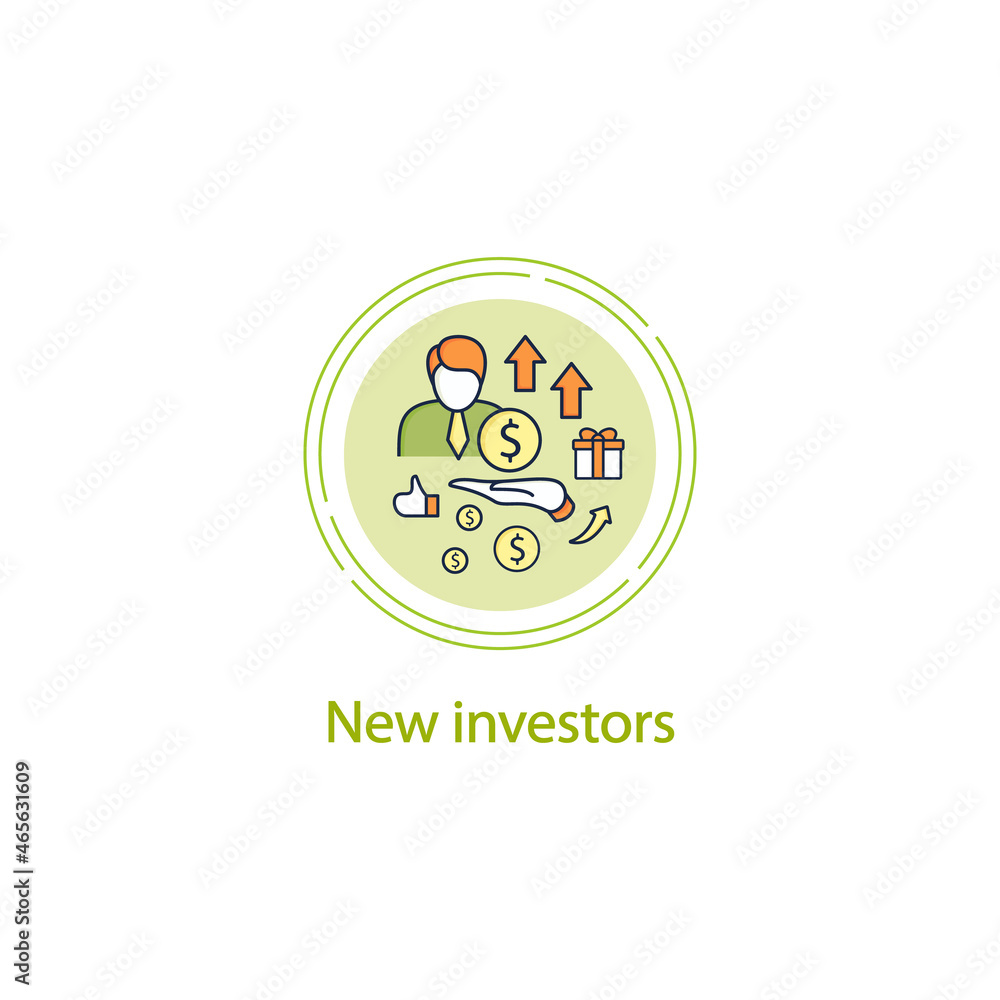 New investors concept line icon. Creating new investors generation. High quality worker. Profitable business. Universal basic income concept.Vector isolated conception metaphor illustration New investors concept line icon. Creating new investors generation. High quality worker. Profitable business. Universal basic income concept.Vector isolated conception metaphor illustration