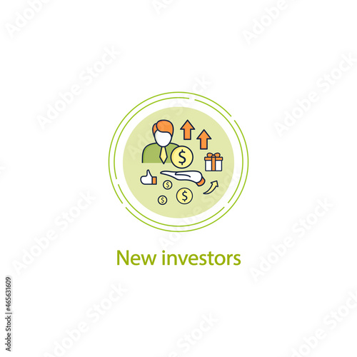 New investors concept line icon. Creating new investors generation. High quality worker. Profitable business. Universal basic income concept.Vector isolated conception metaphor illustration