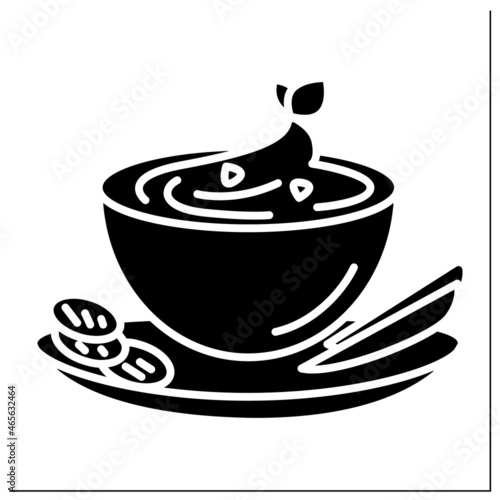 Hummus glyph icon.Mashed chickpeas in a bowl.Homemade healthy snack. Diet and vegetarian recipe. Filled flat sign. Isolated silhouette vector illustration