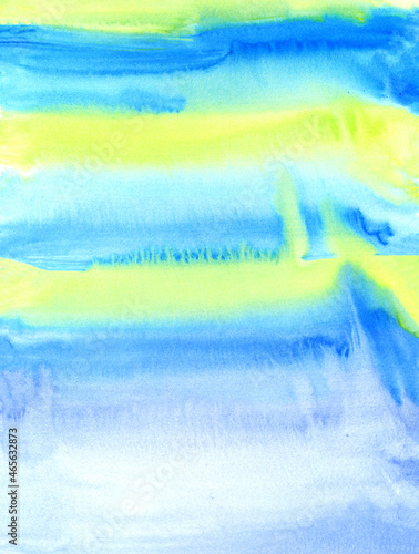 Watercolor abstract background, hand-painted texture, Watercolor blue and yellow stains. Design for backgrounds, wallpapers, covers and packaging.