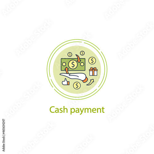 Cash payment concept line icon. Hand hold money. Cash deposits only.Universal basic income concept. Vector isolated conception metaphor illustration