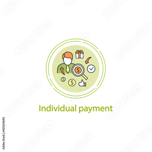 Individual payment concept line icon. Portion of total payout amount. Personal deposit.Universal basic income concept.Vector isolated conception metaphor illustration