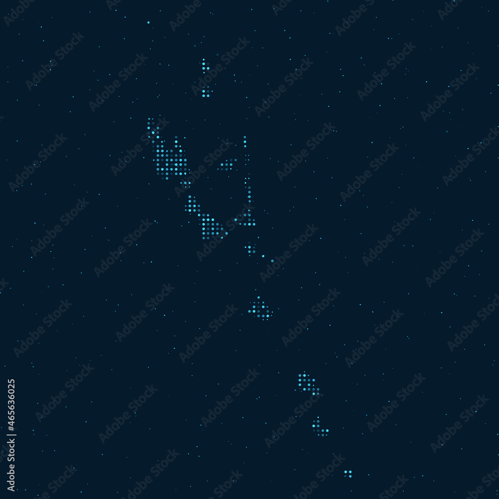Abstract Dotted Halftone with starry effect in dark Blue background with map of Vanuatu. Digital dotted technology design sphere and structure. vector illustration