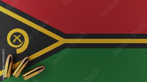 Three 9mm bullets in the bottom left corner on top of the national flag of Vanuatu
