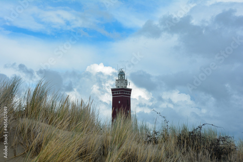 Westhoofd lighthouse in Ouddorp with beach grass photo