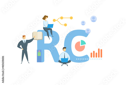 RC, Retail Company. Concept with keyword, people and icons. Flat vector illustration. Isolated on white.