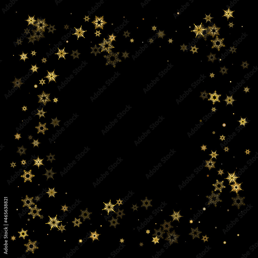 Falling Snow flakes golden pattern Holiday Vector Falling Snow flakes golden pattern Holiday Vector