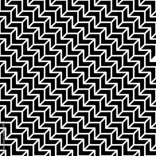 Geometric seamless vector pattern. Black and white diagonal chevrons swatch with arrows.