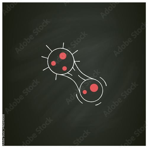 Covid mutation chalk icon. Virus evolution and molecule mitosis. Concept of infection disease strain mutation and changing.Isolated vector illustration on chalkboard