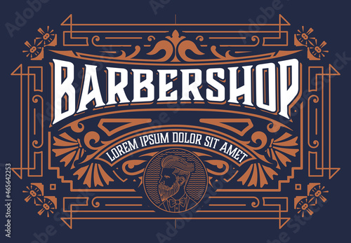 Vintage Barbershop label in vintage style
