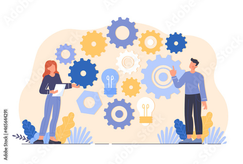 Work operations and teamwork productivity concept