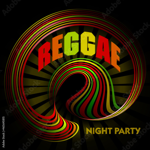 Reggae night party banner or flyer template. Vector graphics