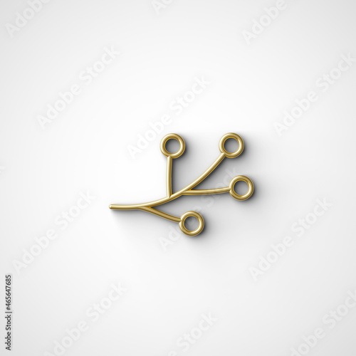 Metallic gold 3D Christmas ornament. Realistic abstract mockup with 3d. Custom color background. 3D Render