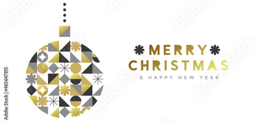 Christmas New Year gold ornament mosaic card