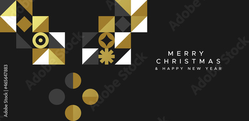 Christmas New Year gold holly abstract mosaic card