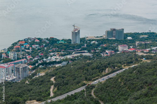 Beautiful view on village located on the seashore