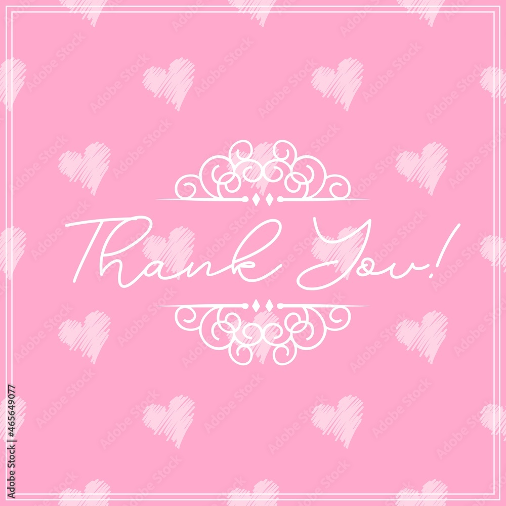 Thank You Card. Hand Written Lettering for Title, Heading, Photo Overlay, Wedding Invitation, Thank You Message.