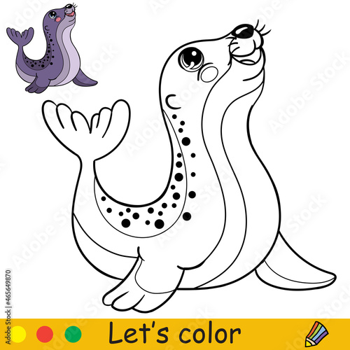 Cartoon cute and happy navy seal coloring