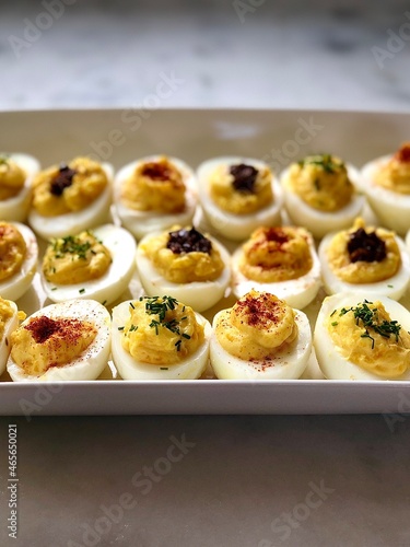 Devilled eggs on a platter