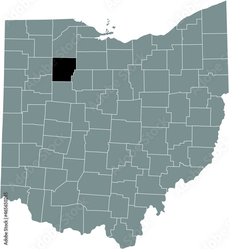 Tableau sur toile Black highlighted location map of the Hancock County inside gray administrative