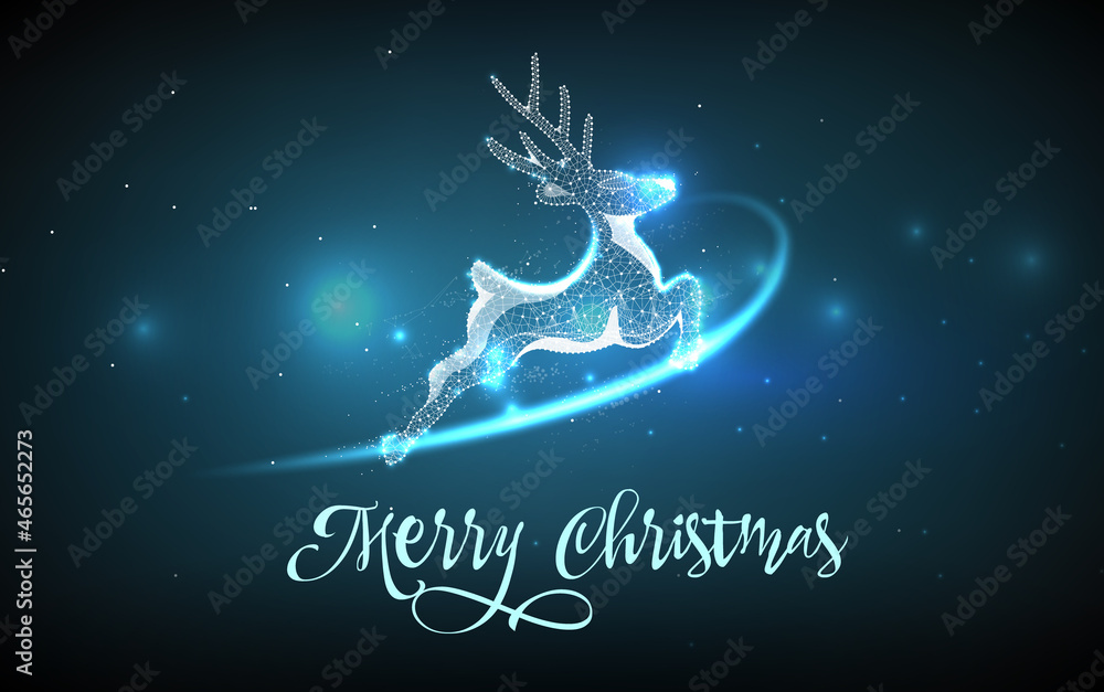 Greeting card for New Year and Christmas in a futuristic polygonal style. Greeting card for New Year and Christmas in a futuristic polygonal style.