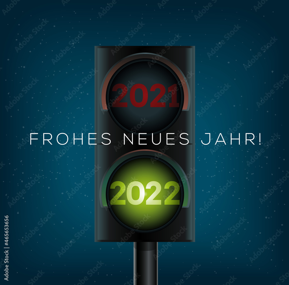 Φωτογραφία Grußkarte Ampel 2021 und 2022 Neujahrskarte Frohes Neues Jahr