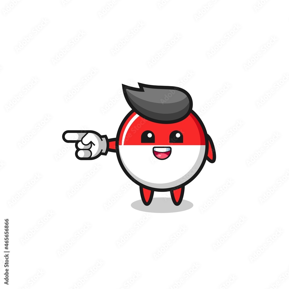 indonesia flag cartoon with pointing left gesture indonesia flag cartoon with pointing left gesture