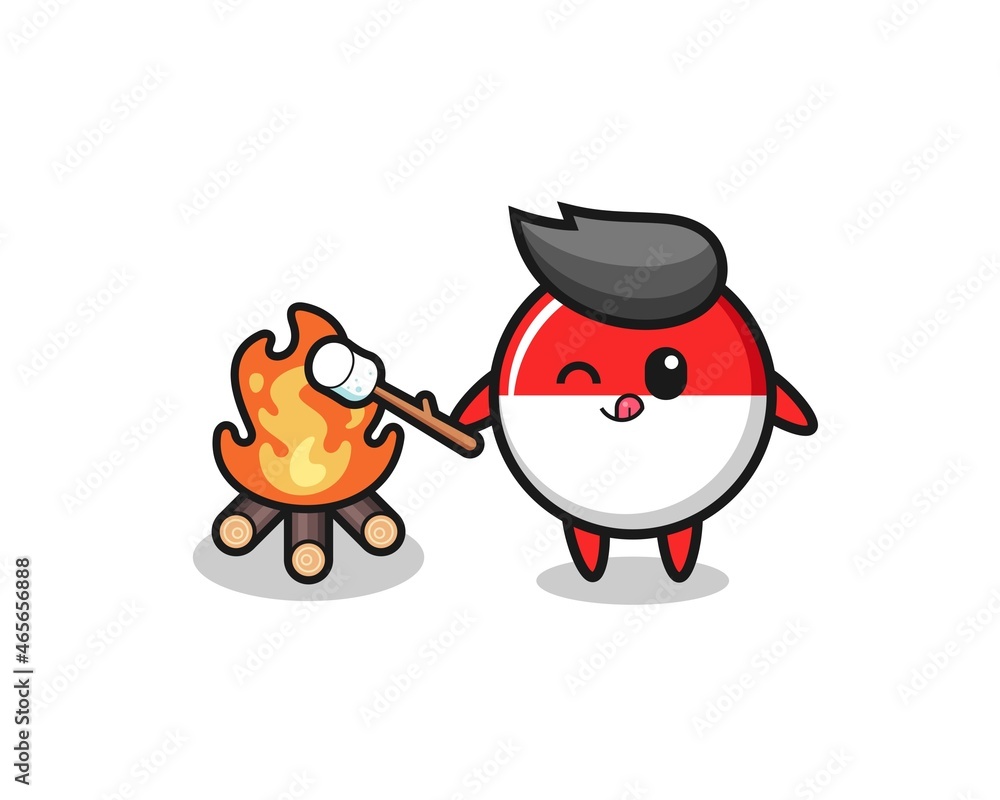 indonesia flag character is burning marshmallow