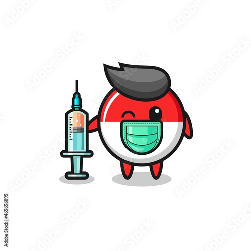 indonesia flag mascot as vaccinator