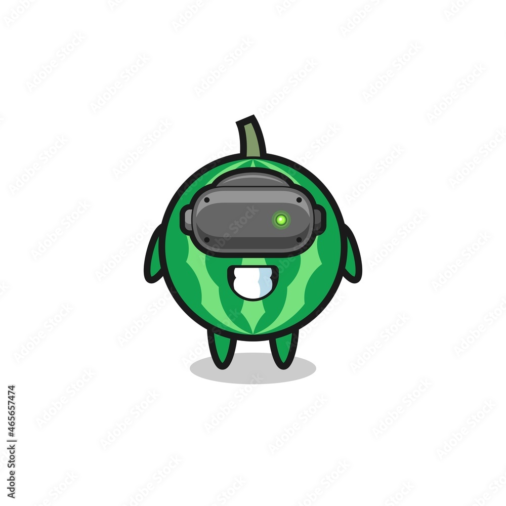 cute watermelon using VR headset cute watermelon using VR headset