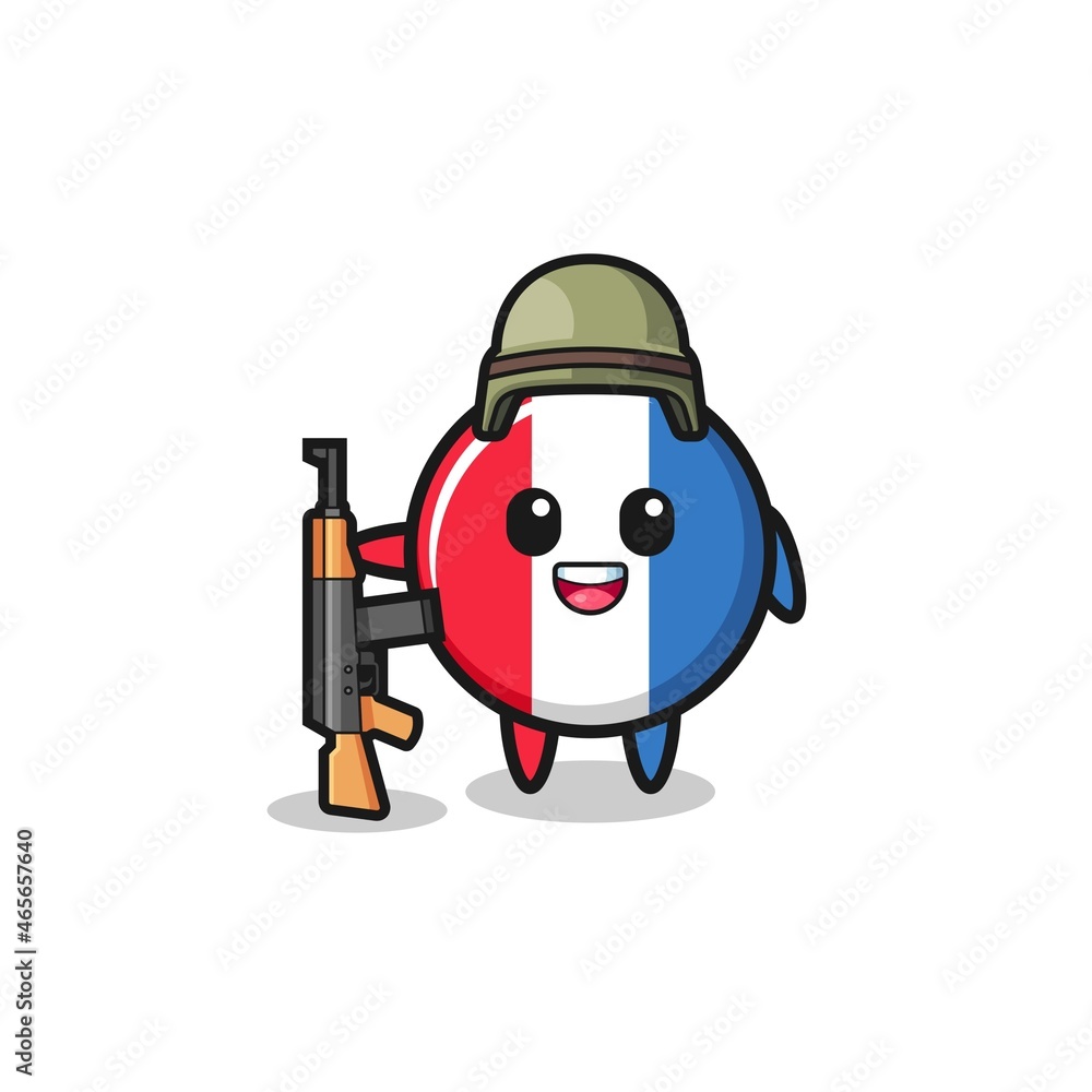 cute france flag mascot as a soldier