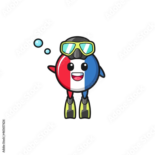 the france flag diver cartoon character © heriyusuf